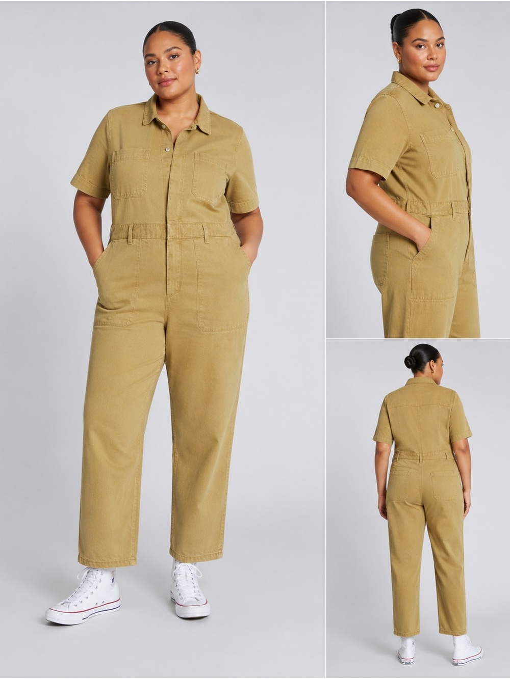 Everlane the super soft Jean coverall Utility Short-Sleeve Jumpsuit Khaki 10 nwt